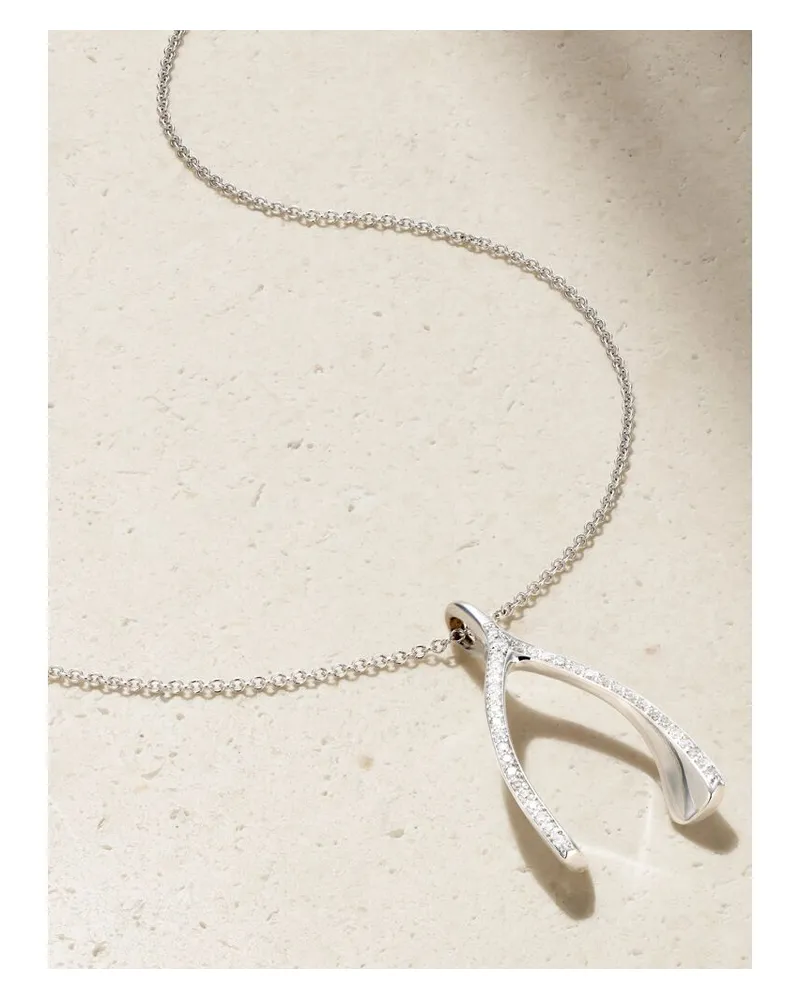 Jennifer Meyer Wishbone Kette Aus 18 Karat Weißgold Mit Diamanten - Silber Silber