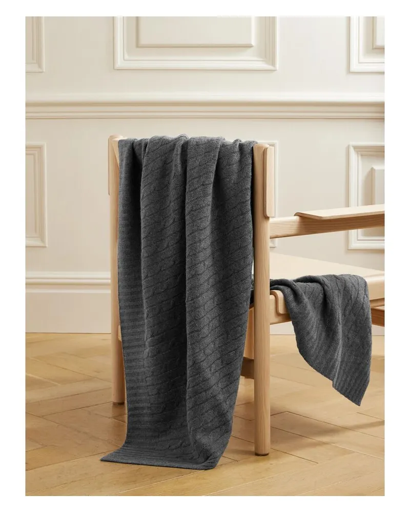 Ralph Lauren Home Decke Aus Kaschmir In Zopfstrick - Grau Grau