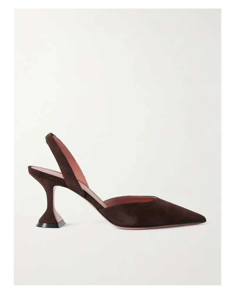 Amina Muaddi Holli Slingback-pumps Aus Veloursleder - Braun Braun