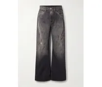 2021 Tief Sitzende Jeans Mit Weitem Bein Aus Bio-denim In Distressed-optik - Schwarz