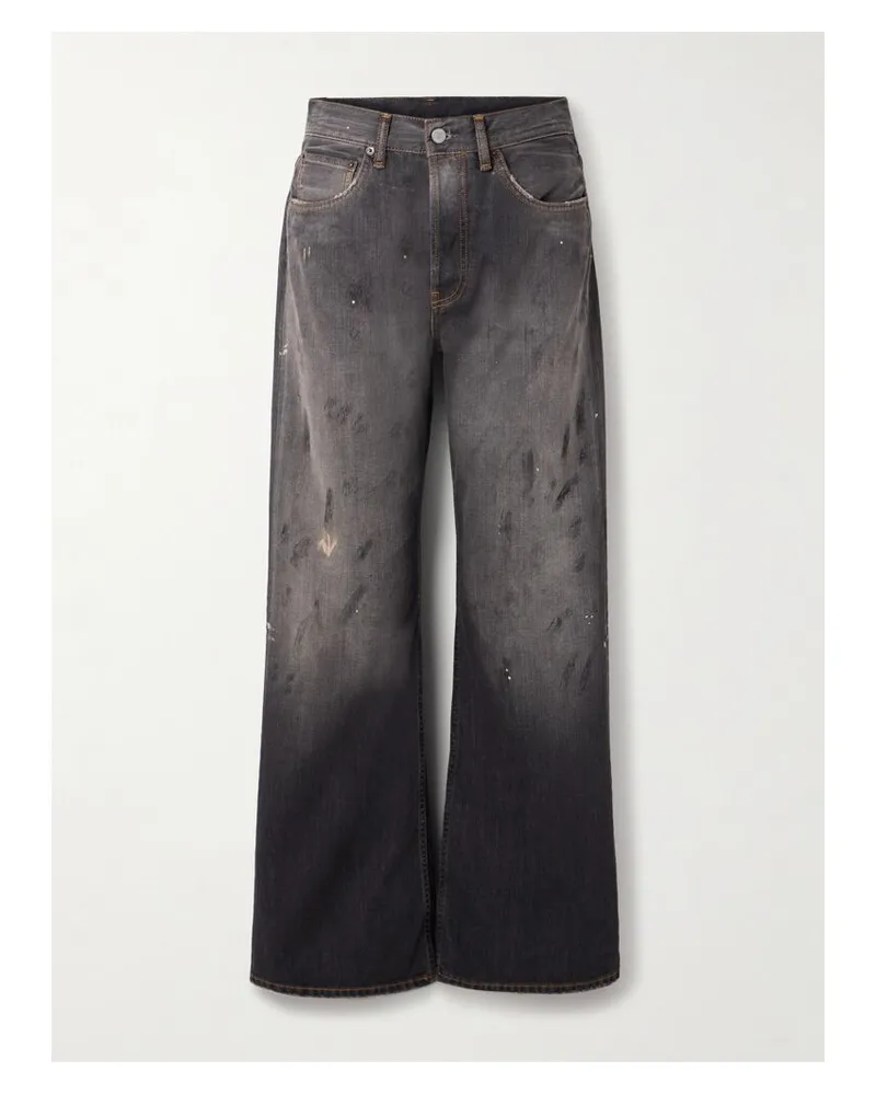 Acne Studios 2021 Tief Sitzende Jeans Mit Weitem Bein Aus Bio-denim In Distressed-optik - Schwarz Schwarz