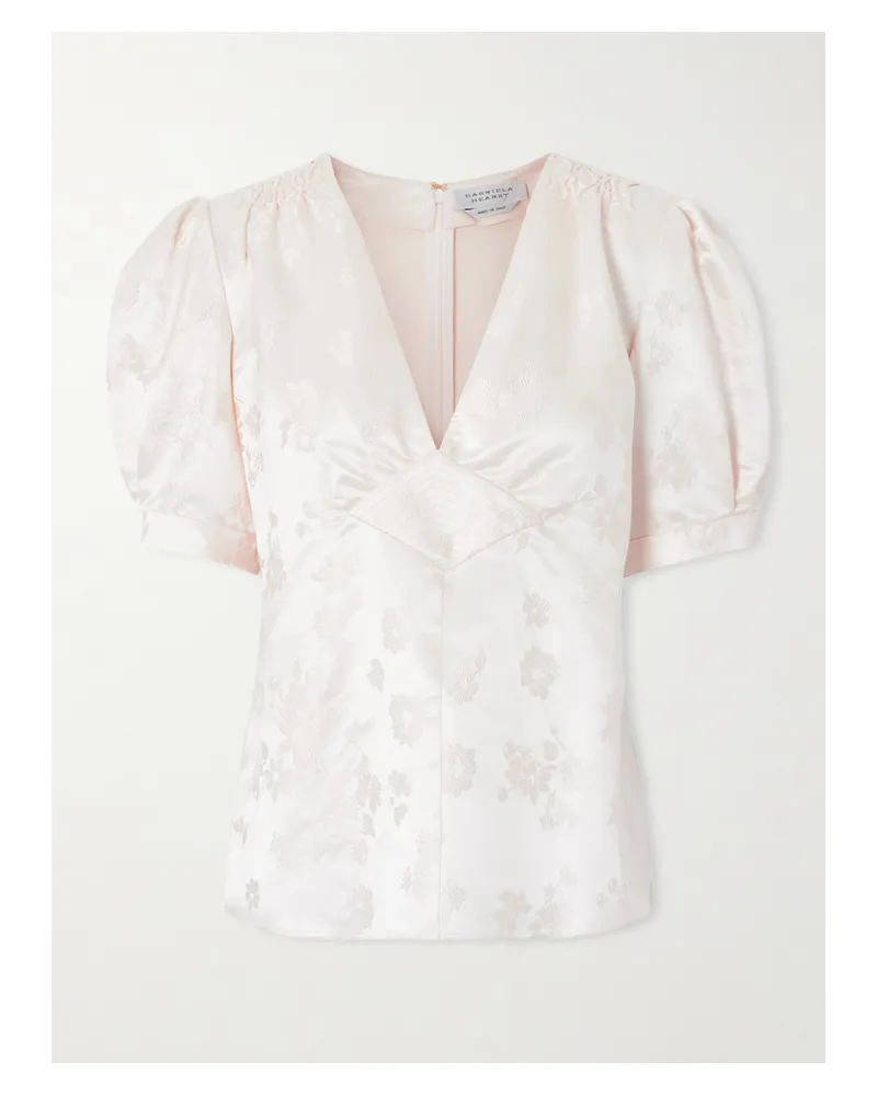 Gabriela Hearst Oberon Floral-jacquard Silk-twill Blouse - Neutrals Neutrals
