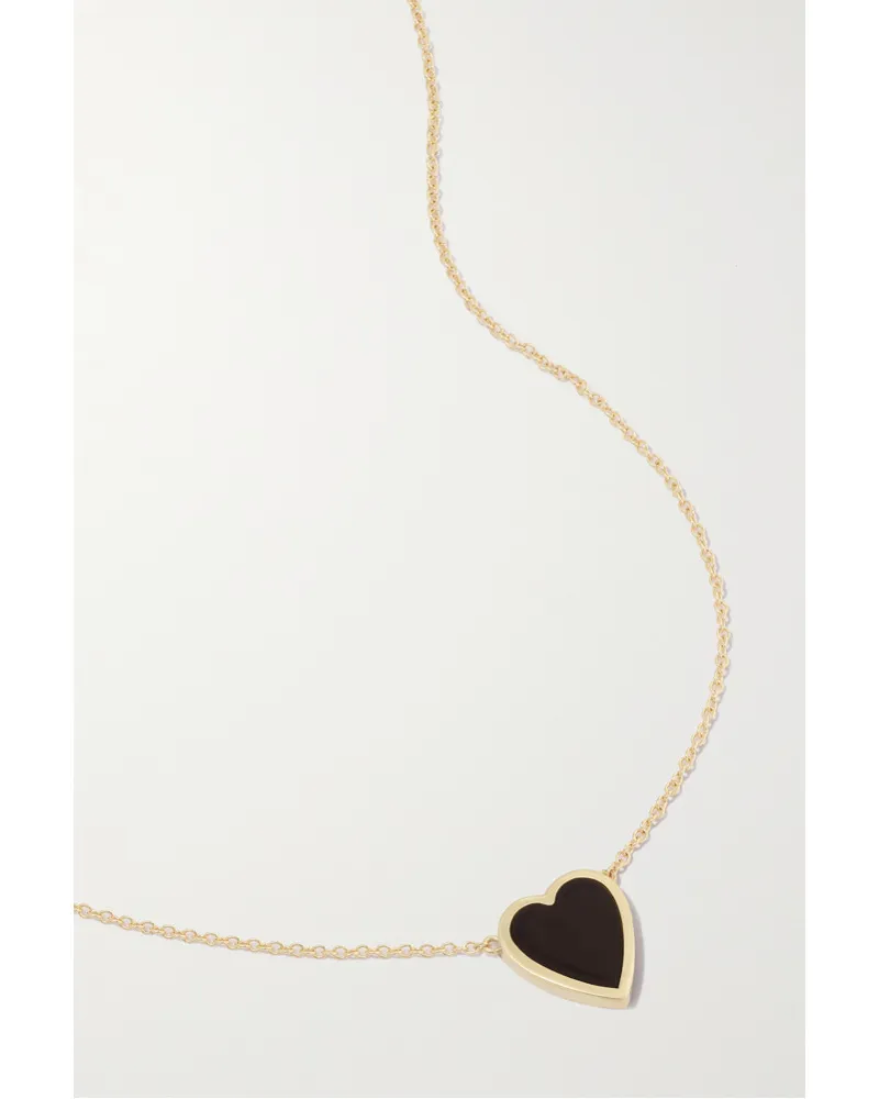 Jennifer Meyer Mini Heart Kette aus 18 Karat Gold mit Onyx Schwarz