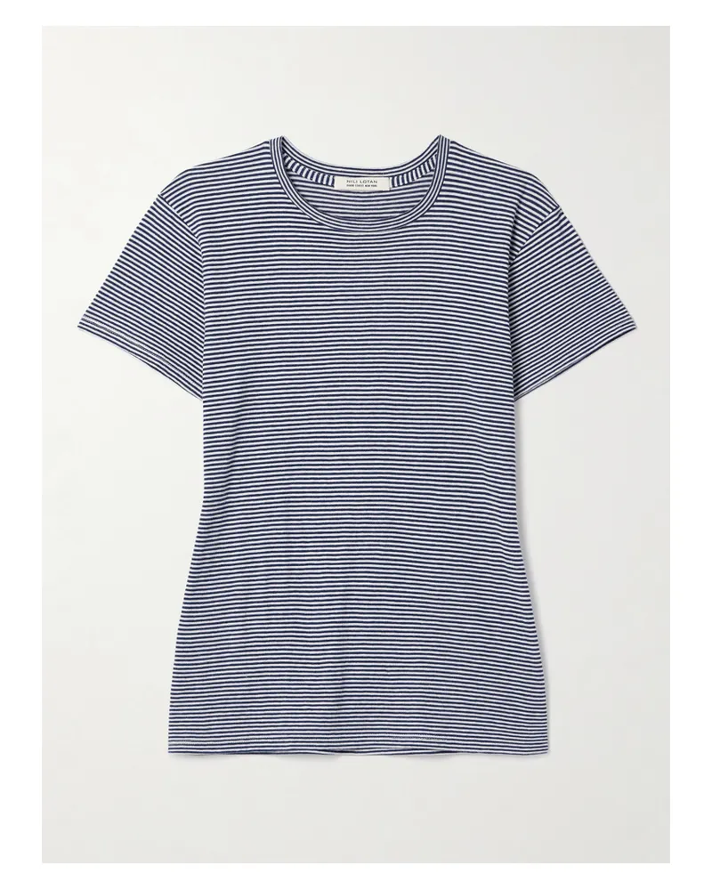 Nili Lotan Lana Striped Cotton-jersey T-shirt - Blue Blue