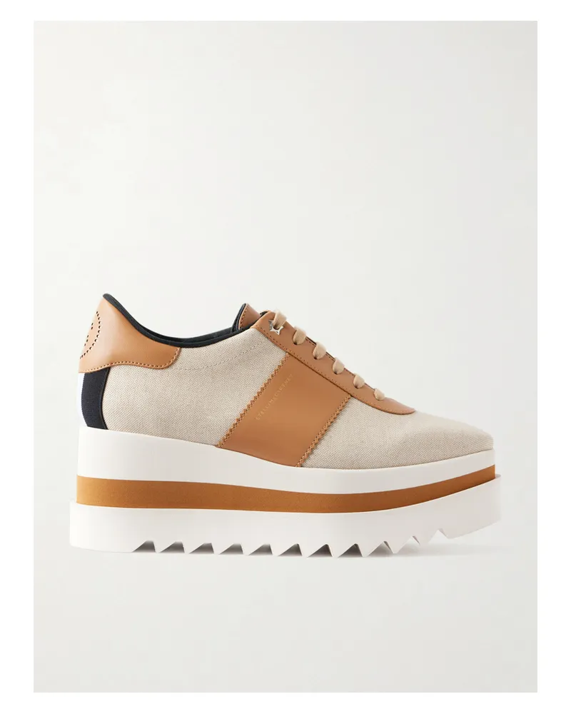 Stella McCartney Sneak-elyse Salt And Pepper Exaggerated-sole Canvas Sneakers - Brown Brown