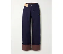 Twisted Hoch Sitzende, Asymmetrische Jeans - Blau