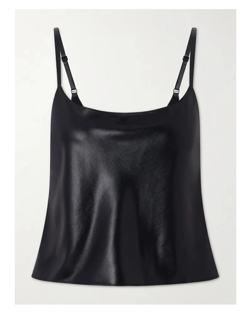 Courrèges Top Aus Satin - Schwarz Schwarz