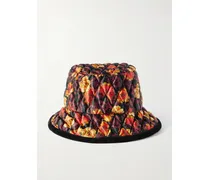 Fischerhut Aus Gestepptem Shell Mit Blumenprint Und Cordbesatz - Mehrfarbig