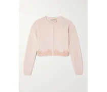 Cropped Lace-trimmed Wool Cardigan - Pink