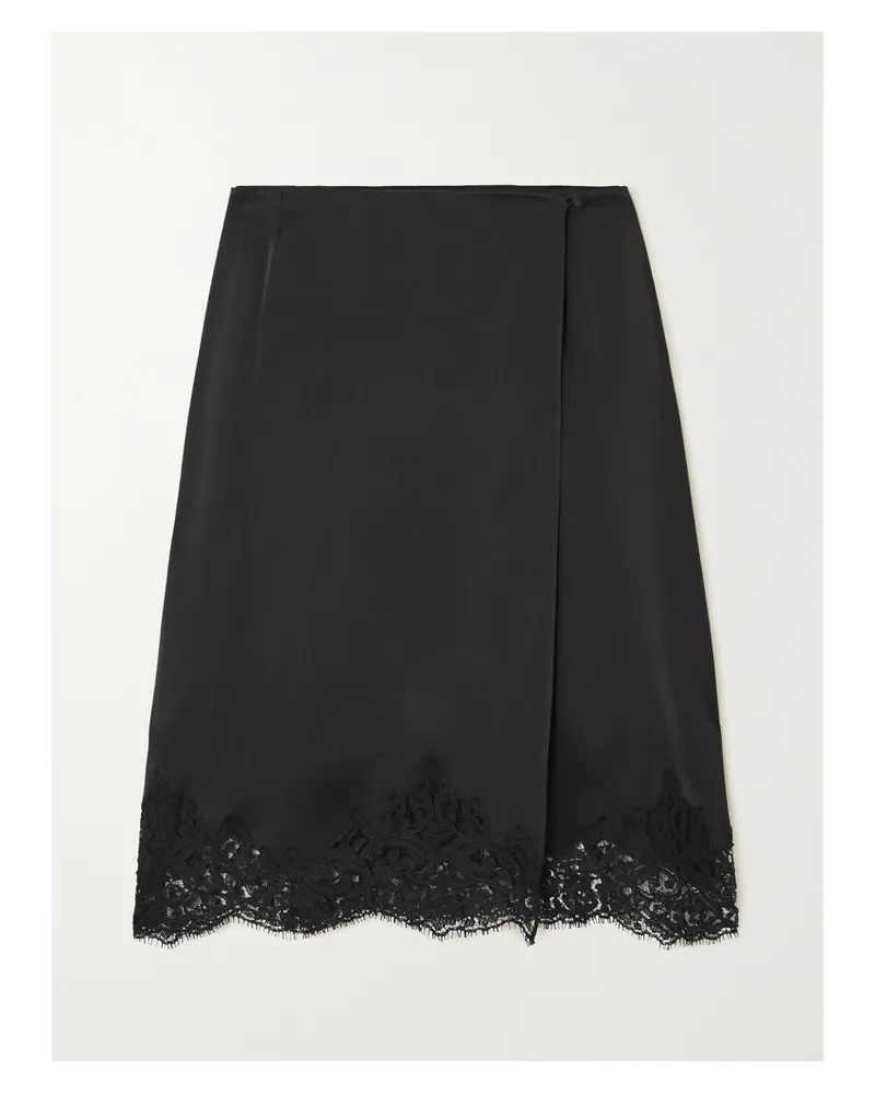 Stella McCartney Net Sustain Lace-trimmed Satin Skirt - Black Black