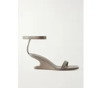 Cantilever Leather Sandals Wedge Mules - Brown