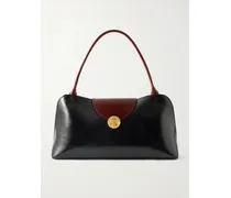 Vivian Medium Two-tone Textured-leather Shoulder Bag - Black