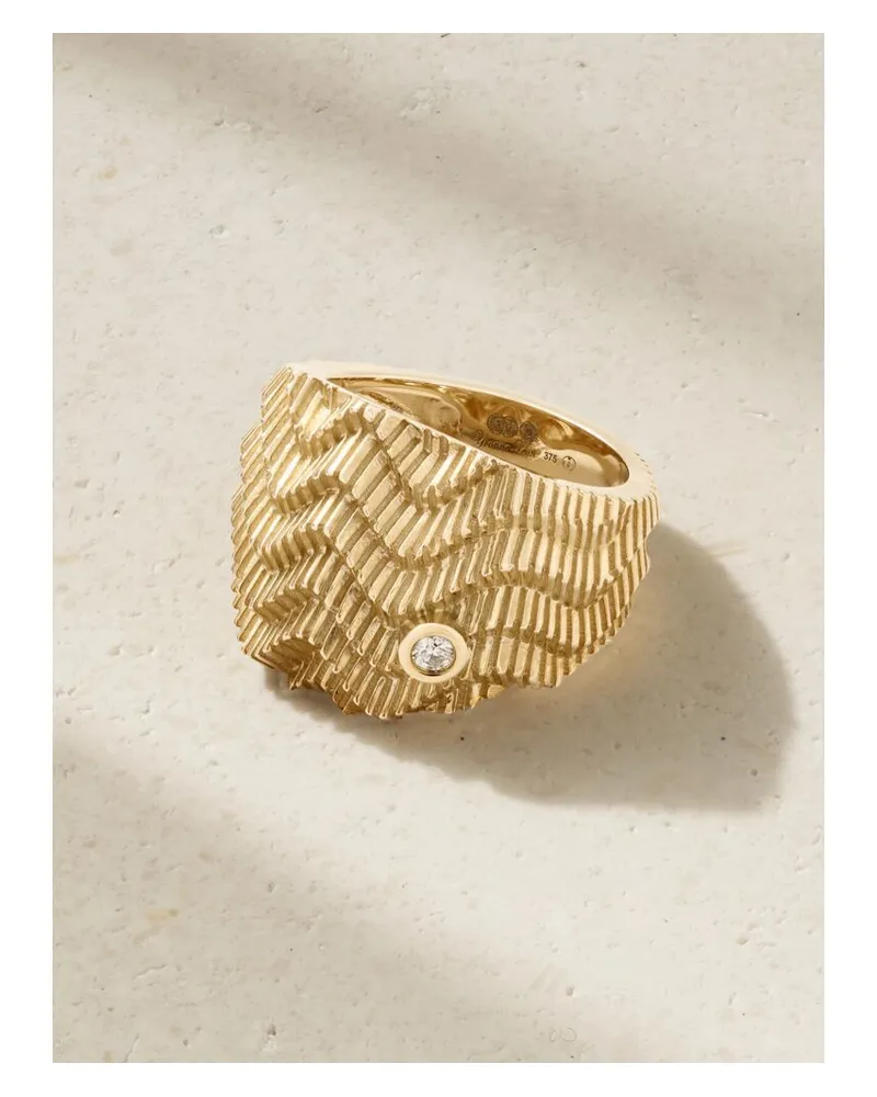 Yvonne Léon Chevaliere Berlinot Crantée Ring Aus 9 Karat Gold Mit Diamant Gold