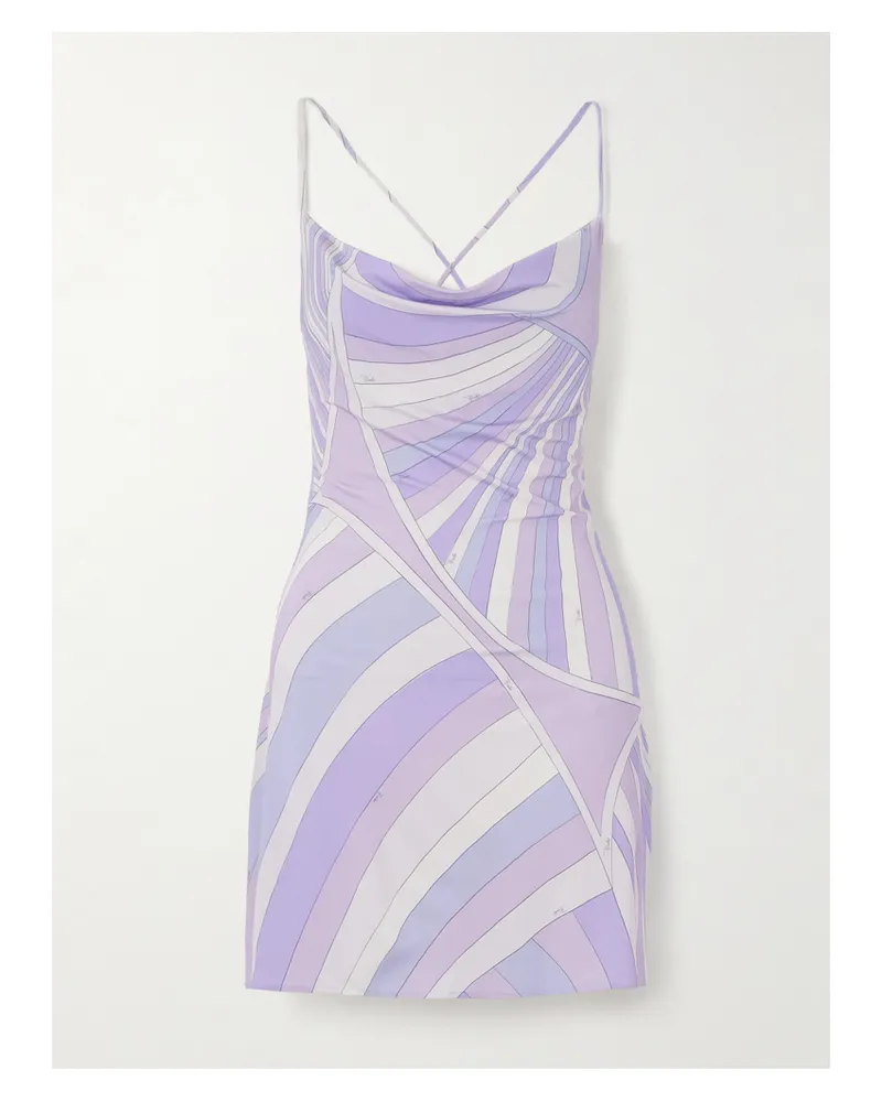 Emilio Pucci Printed Satin-jersey Mini Dress - Purple Purple