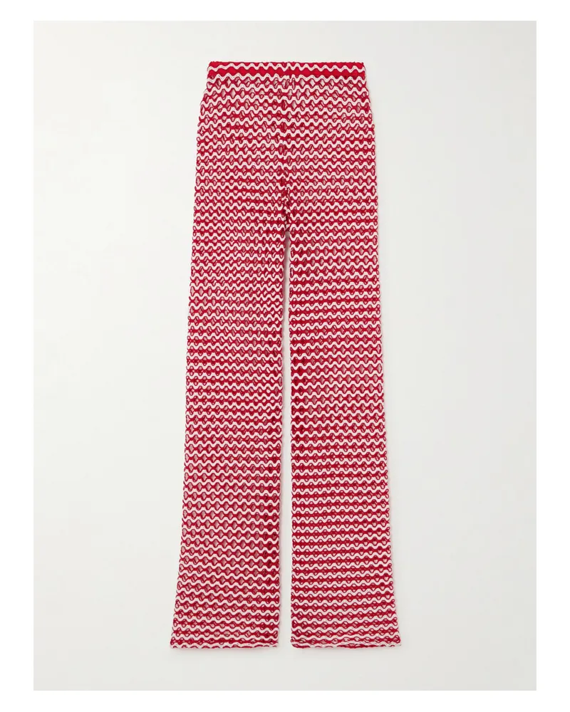 Sara Cristina Playa Hose Mit Weitem Bein Aus Zweifarbigem Häkelmaterial - Rot Rot