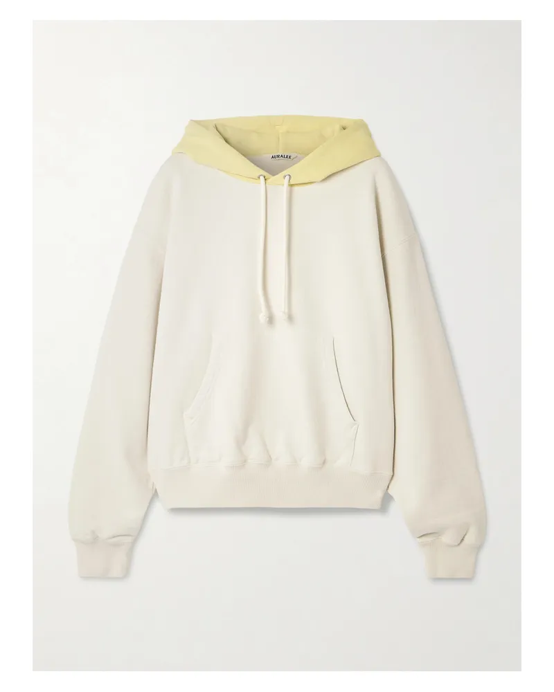 AURALEE Two-tone Cotton-jersey Hoodie - Cream Cream