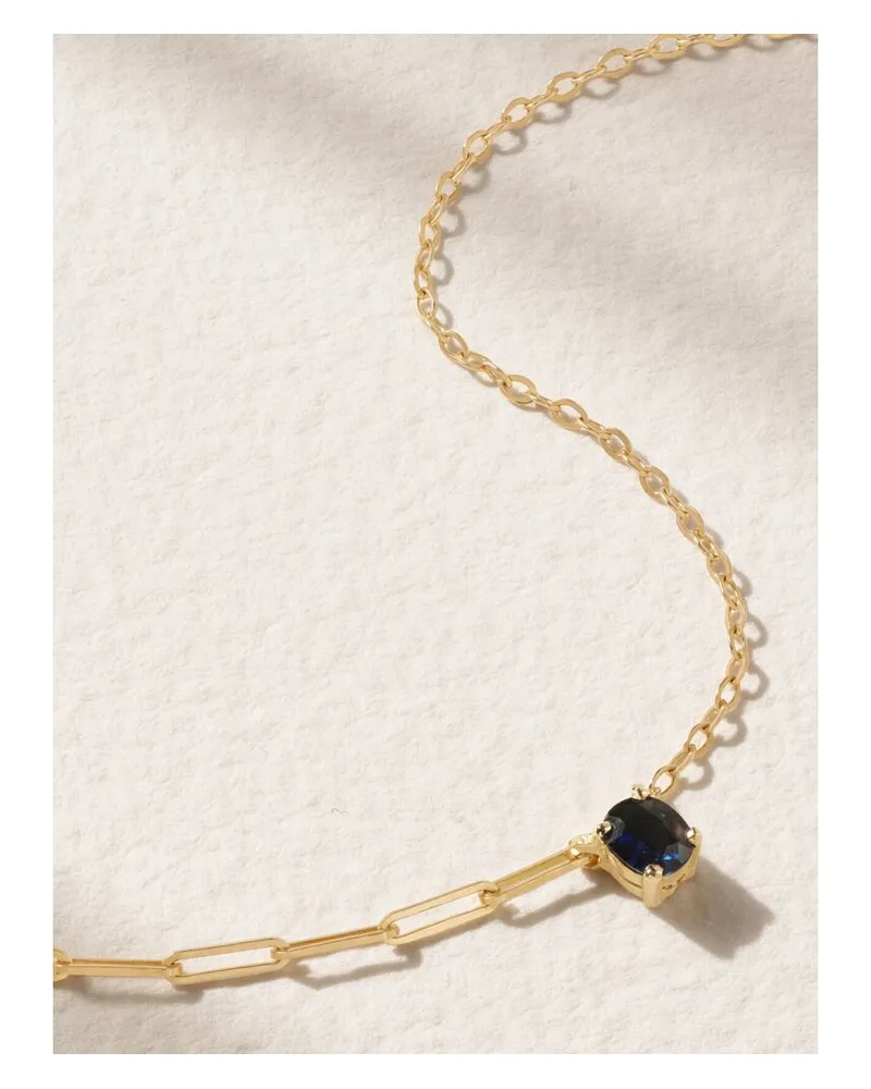 Yvonne Léon Kette Aus 18 Karat Gold Mit Saphir - Blau Blau