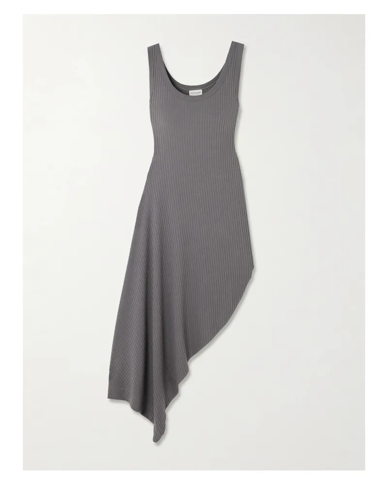 Dries van Noten Asymmetrisches Midikleid Aus Geripptem Jersey - Grau Grau