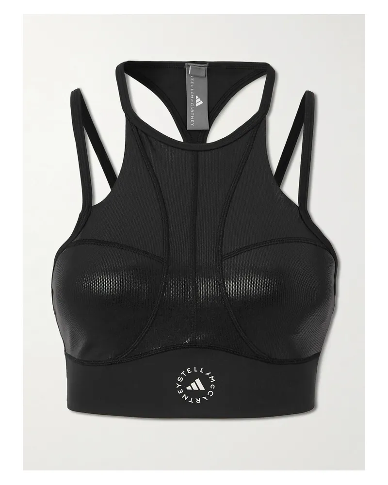 adidas Sport-bh Aus Bedrucktem, Recyceltem Stretch-material - Schwarz Schwarz