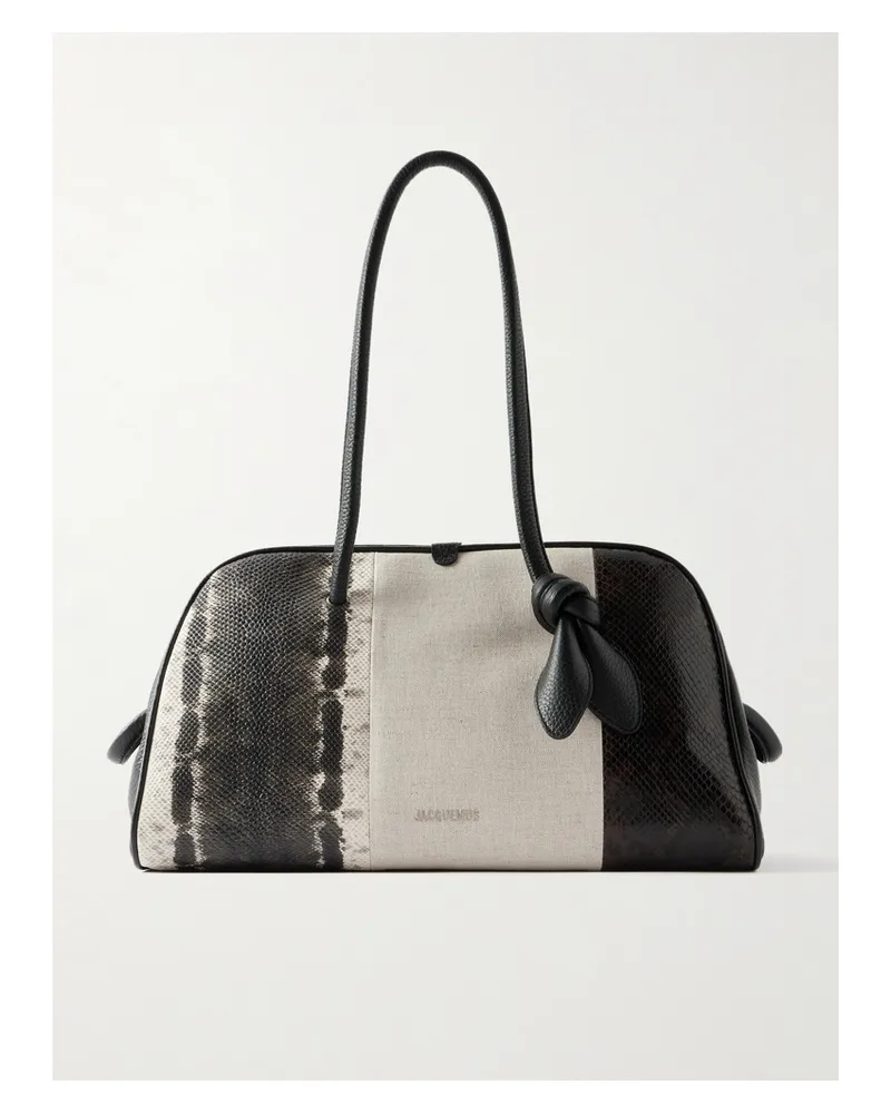 Jacquemus The Turismo Tote Aus Canvas Und Leder Mit Schlangeneffekt - Neutral Neutral
