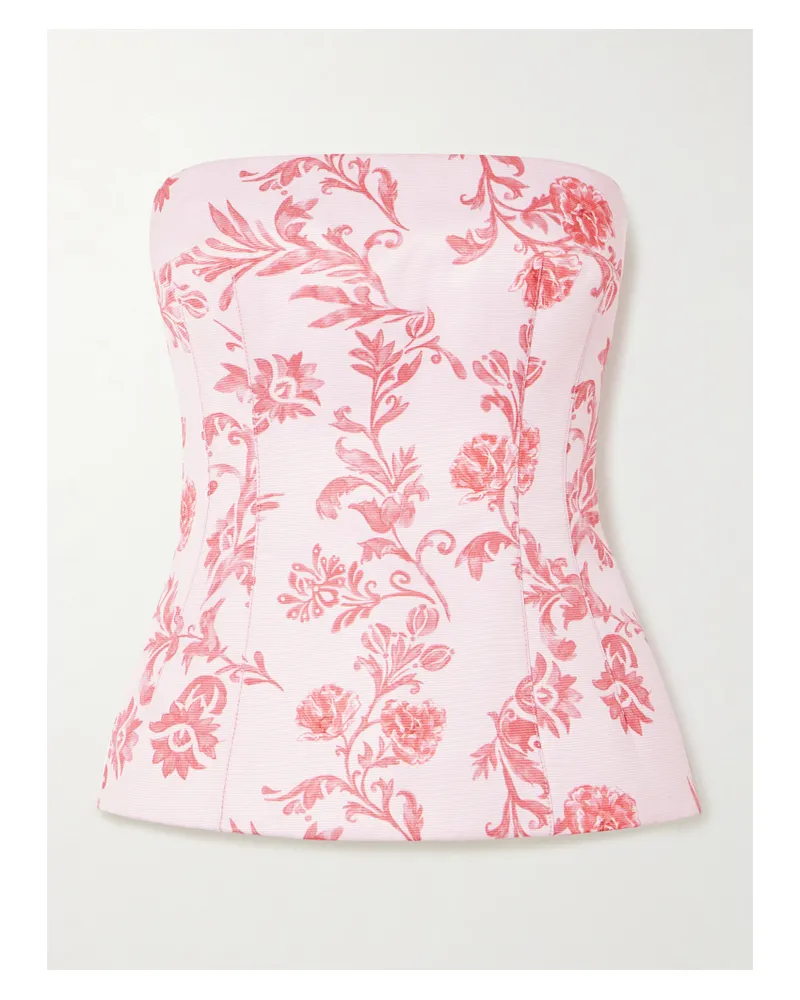 EMILIA WICKSTEAD Kerina Trägerloses Bustier Aus Faille Mit Blumenprint - Pink Pink