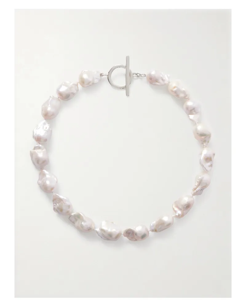 AGMES Recycled Sterling Silver Pearl Necklace Silver