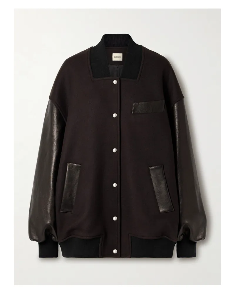 KHAITE Spencer Bomberjacke Aus Filz Aus Einer Wollmischung Und Leder - Braun Braun