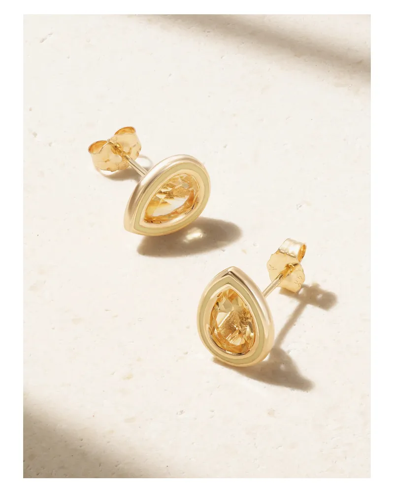 Alison Lou Madison 14-karat Gold, Citrine And Enamel Earrings - Yellow Yellow