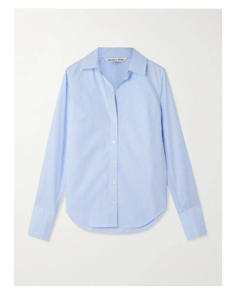 Veronica Beard Amelia Hemd Aus Gestreifter Baumwollpopeline - Blau Blau