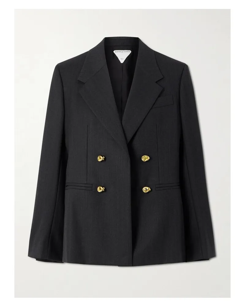 Bottega Veneta Doppelreihiger Blazer Aus Wolle - Schwarz Schwarz