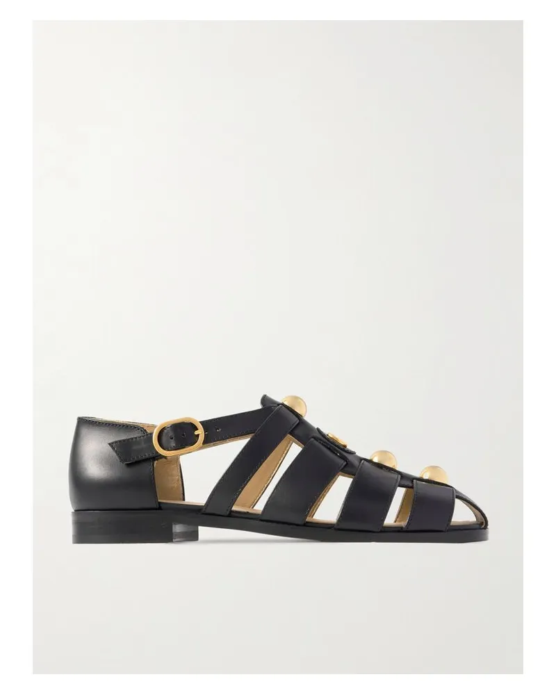 Valentino Garavani Vlogo Sandalen Aus Leder Mit Nieten - Schwarz Schwarz