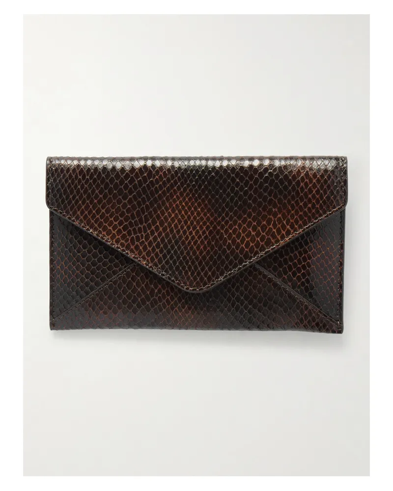Dries van Noten Mittelgroße Clutch Aus Leder Mit Schlangeneffekt - Braun Braun