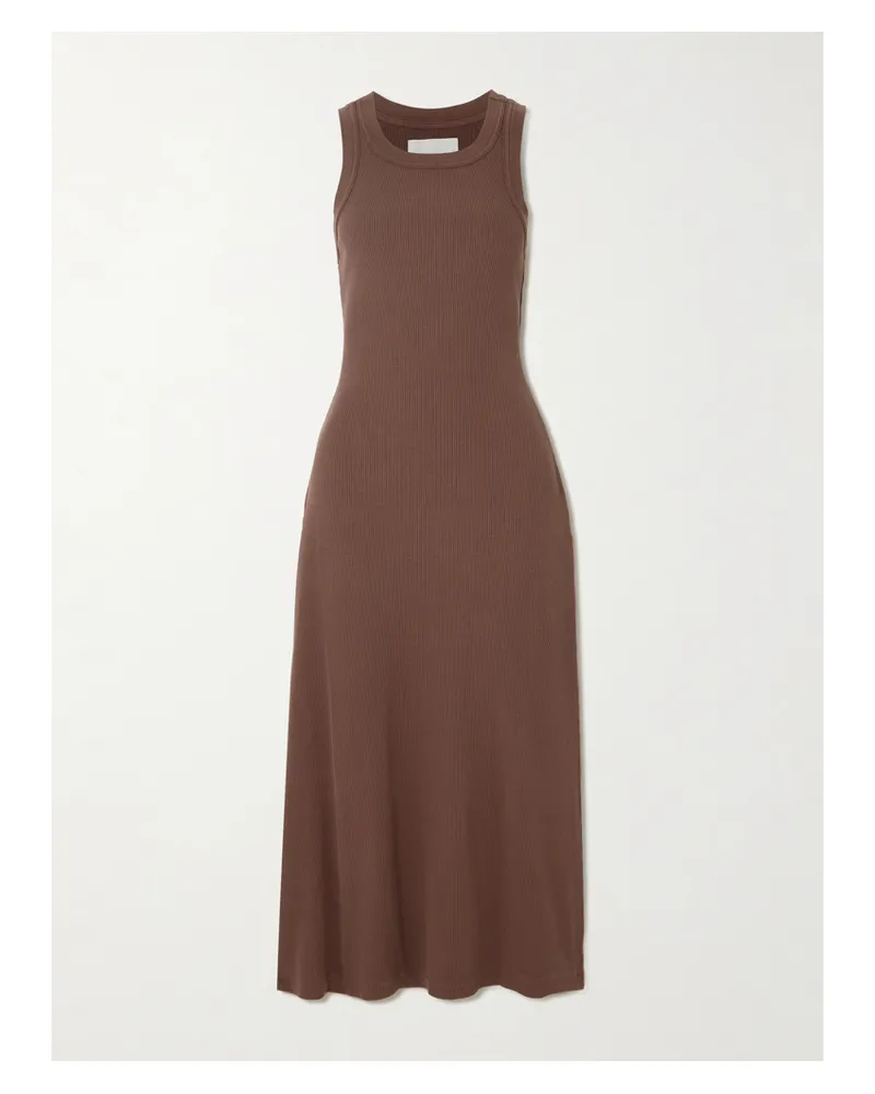 Citizens of humanity Isabel Midikleid Aus Geripptem Stretch-jersey Aus Einer Biobaumwoll-lyocell-mischung - Braun Braun