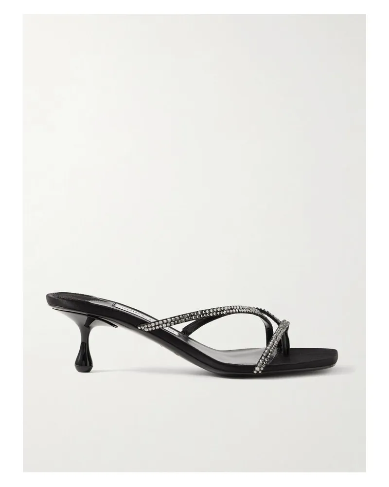 Jimmy Choo Etana 50 Mules Aus Satin Mit Kristallen - Schwarz Schwarz