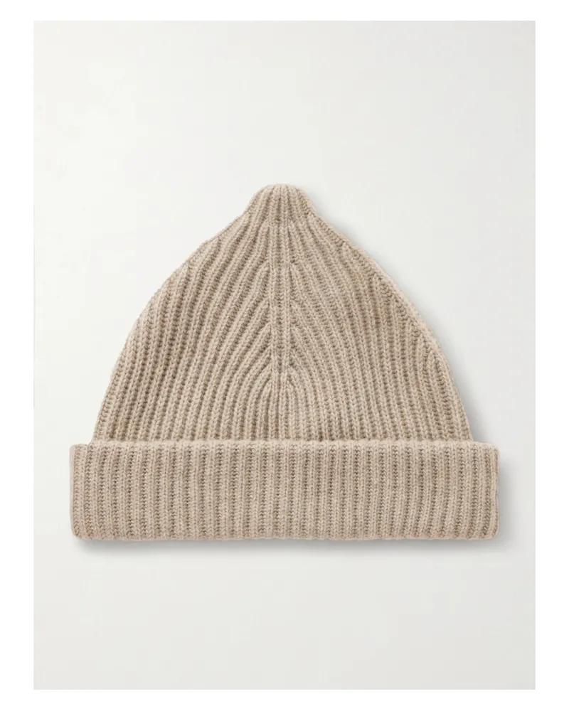 Loro Piana Juniper Ribbed Cashmere Beanie - Neutrals Neutrals