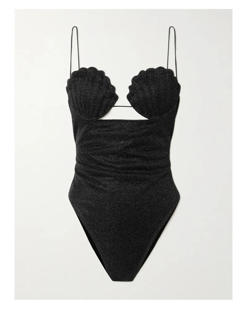 Oséree Lumière Shell Badeanzug Aus Lurex® Mit Cut-out - Schwarz Schwarz