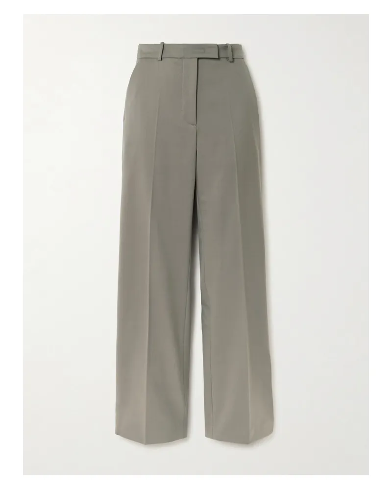 FRANKIE Shop Lenora Hose Mit Geradem Bein Aus Twill Mit Falten - Braun Braun