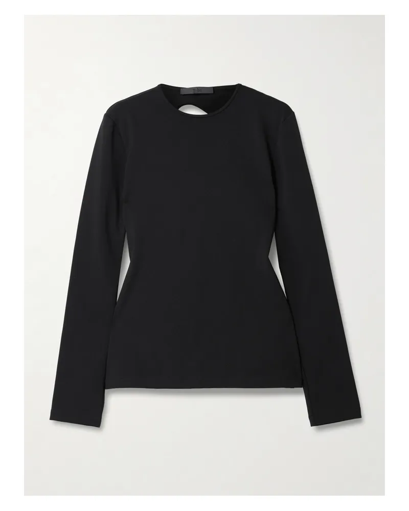 tibi Cutout Stretch-jersey T-shirt - Black Black