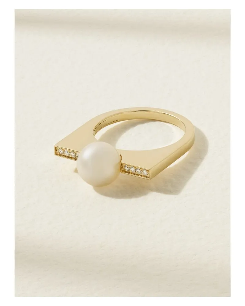 MIZUKI Ring Aus 14 Karat Gold Mit Perle Und Diamanten Gold
