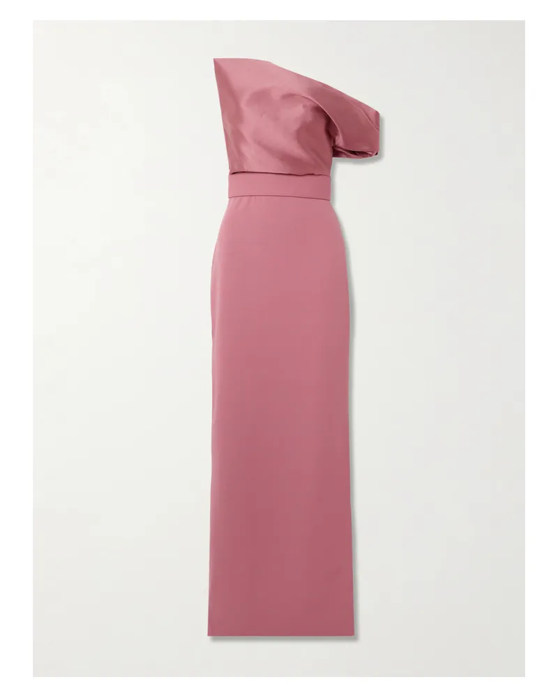 Solace London Magda Schulterfreie Robe Aus Crêpe Und Faille Mit Falten Und Gürtel - Pink Pink