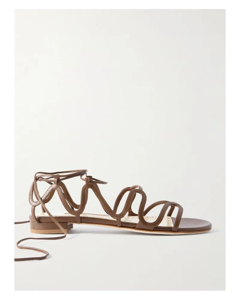 Manolo Blahnik Fawdaflat Sandalen Aus Leder - Braun Braun