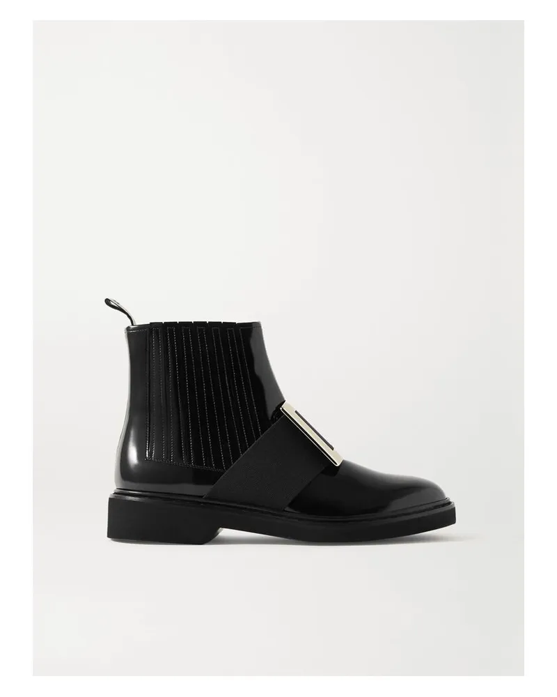 Roger Vivier Viv Ranger Verzierte Chelsea Boots Aus Lackleder - Schwarz Schwarz