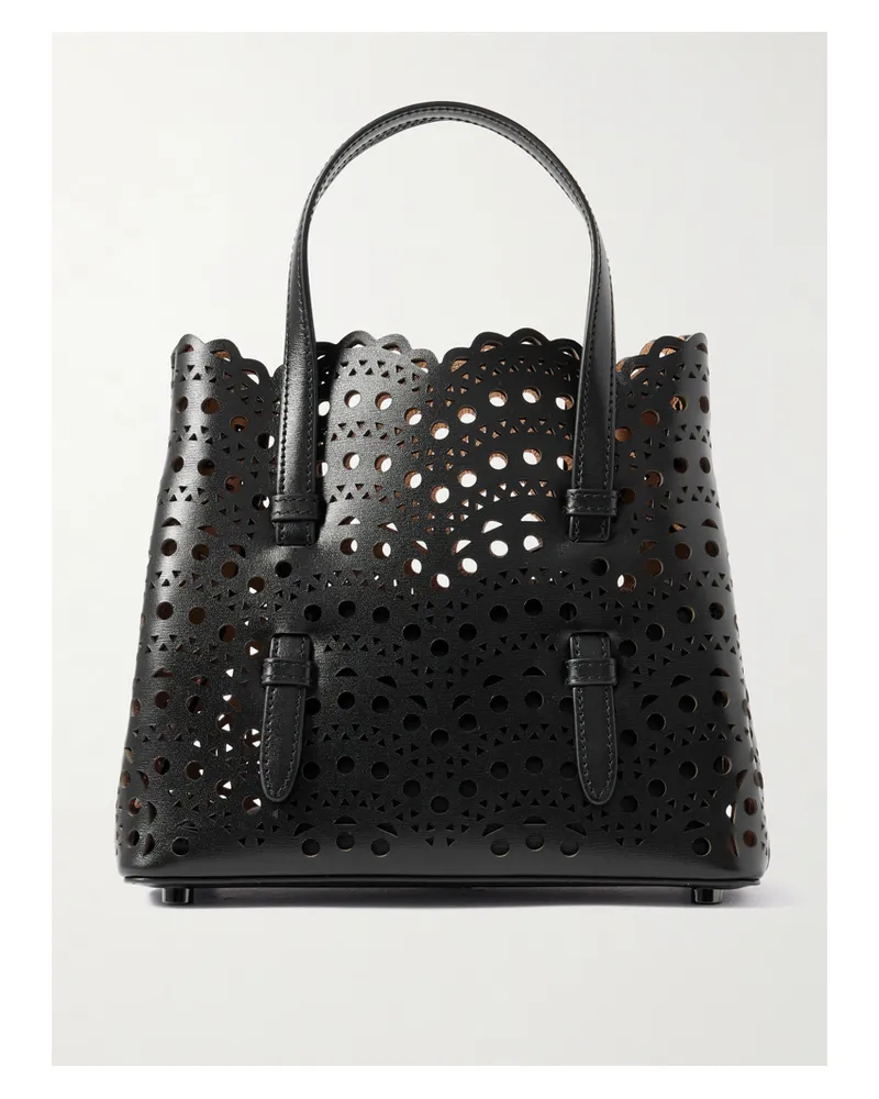 Alaïa Mina 20 Laser-cut Leather Tote - Black Black