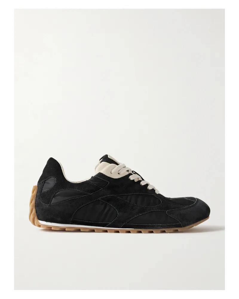 Bottega Veneta Orbit Leather-trimmed Suede And Shell Sneakers - Black Black