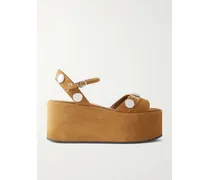 Nellcôte Embellished Suede Platform Sandals - Brown