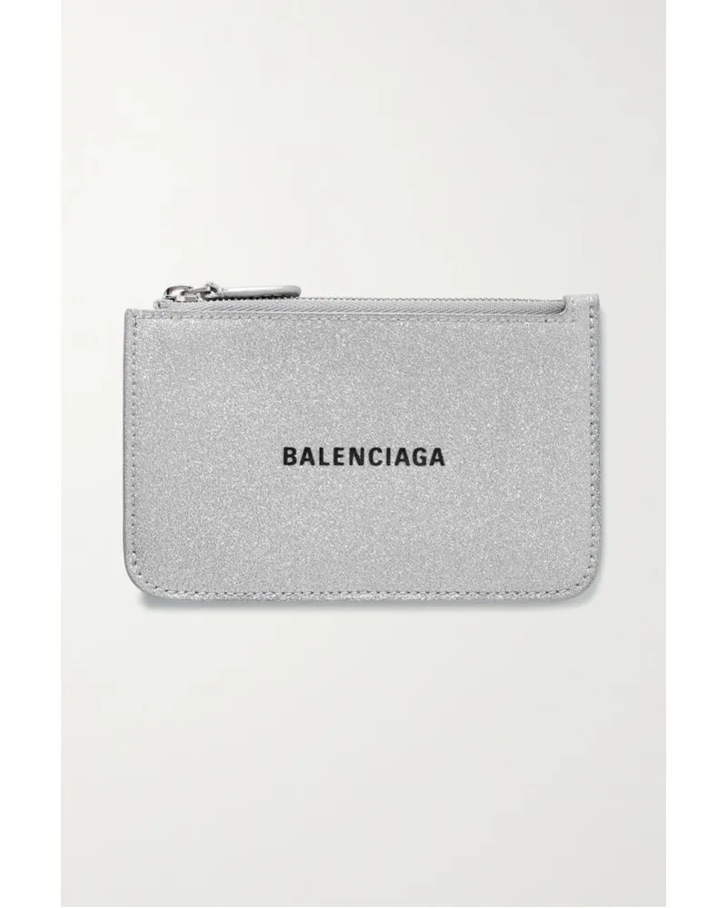 Balenciaga Cash Kartenetui aus Leder mit Glitter-finish Silber