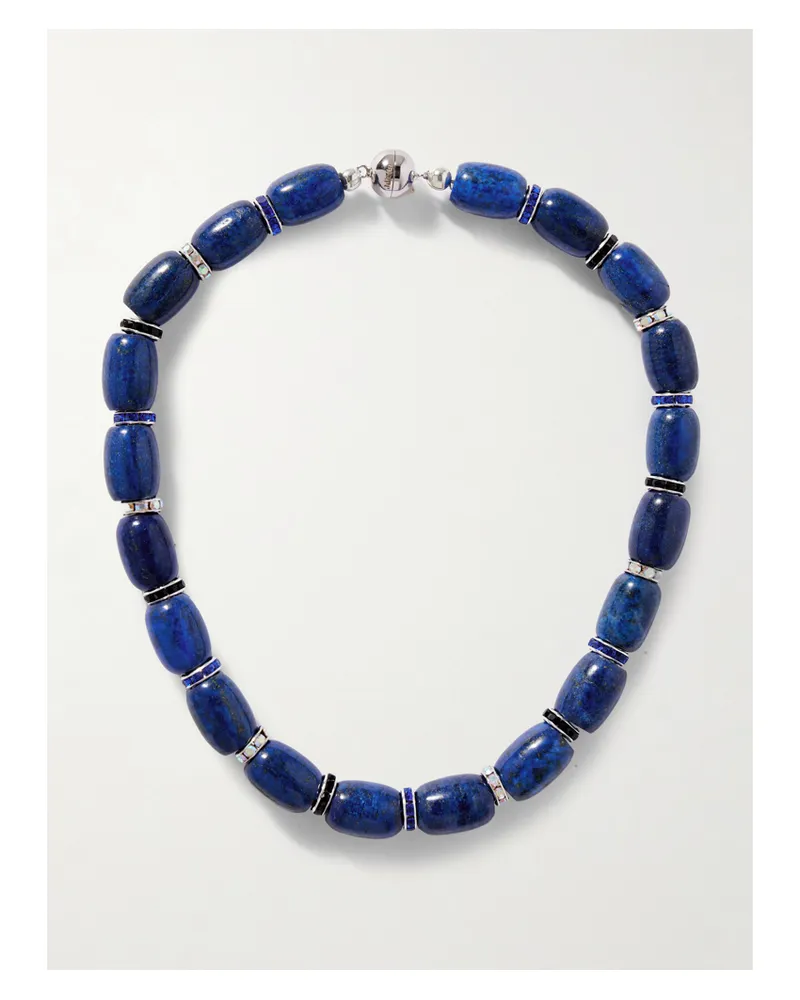 JULIETTA Donna Kette Mit Lapislazuli, Kristallen, Emaille Und Rhodinierten Details - Blau Blau