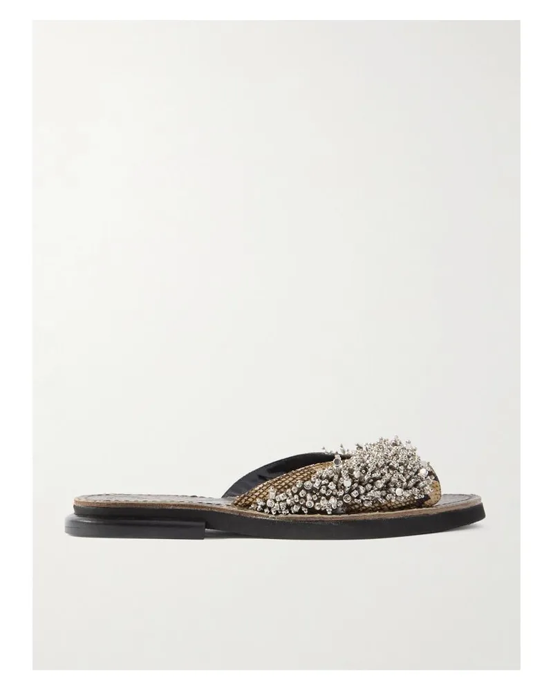 Dries van Noten Pantoletten Aus Leder Mit Schlangeneffekt Und Verzierungen - Animal-Print Animal-print