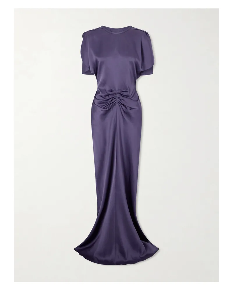 Victoria Beckham Isabella Robe Aus Satin Mit Raffung - Blau Blau