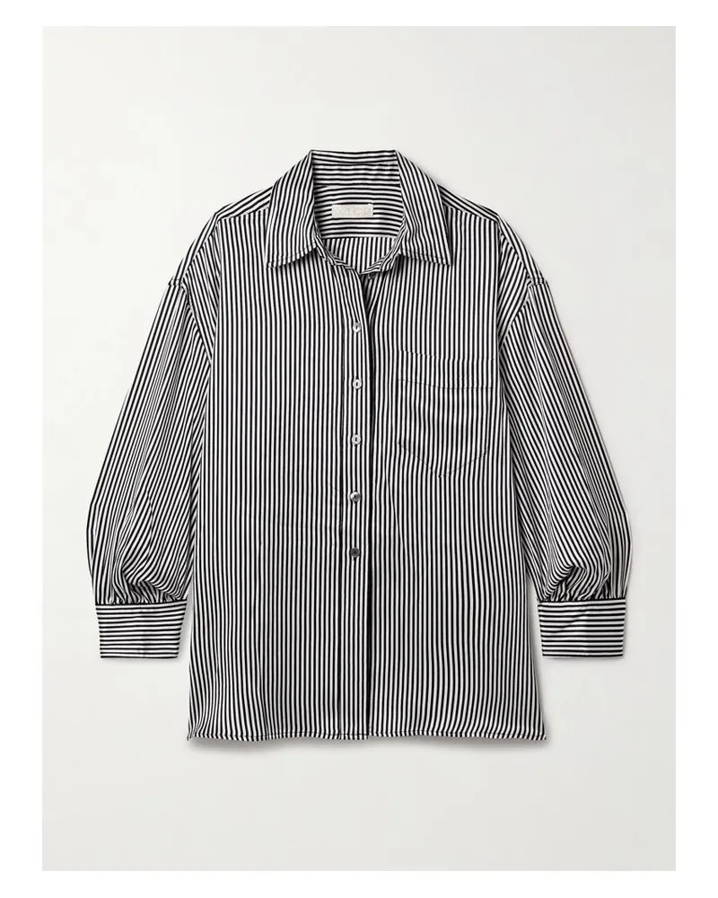 Suzie Kondi Kappa Hemd Aus Gestreiftem Seidensatin - Schwarz Schwarz